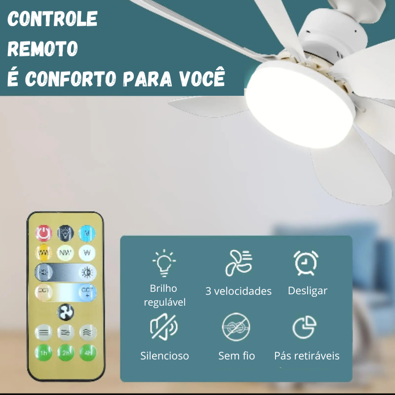 Ventilador de teto inteligente com luminária