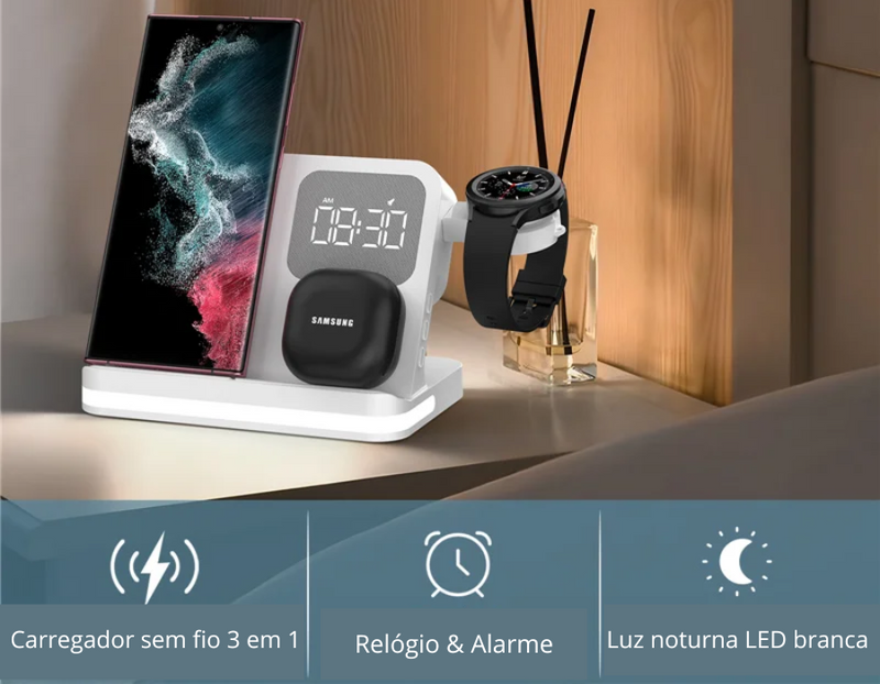 Carregador 6 em 1 para Smartphones, Smartwatch e fones Buds